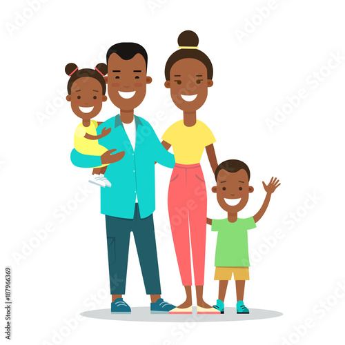 Flat Family children vector parenting illustration Mother father