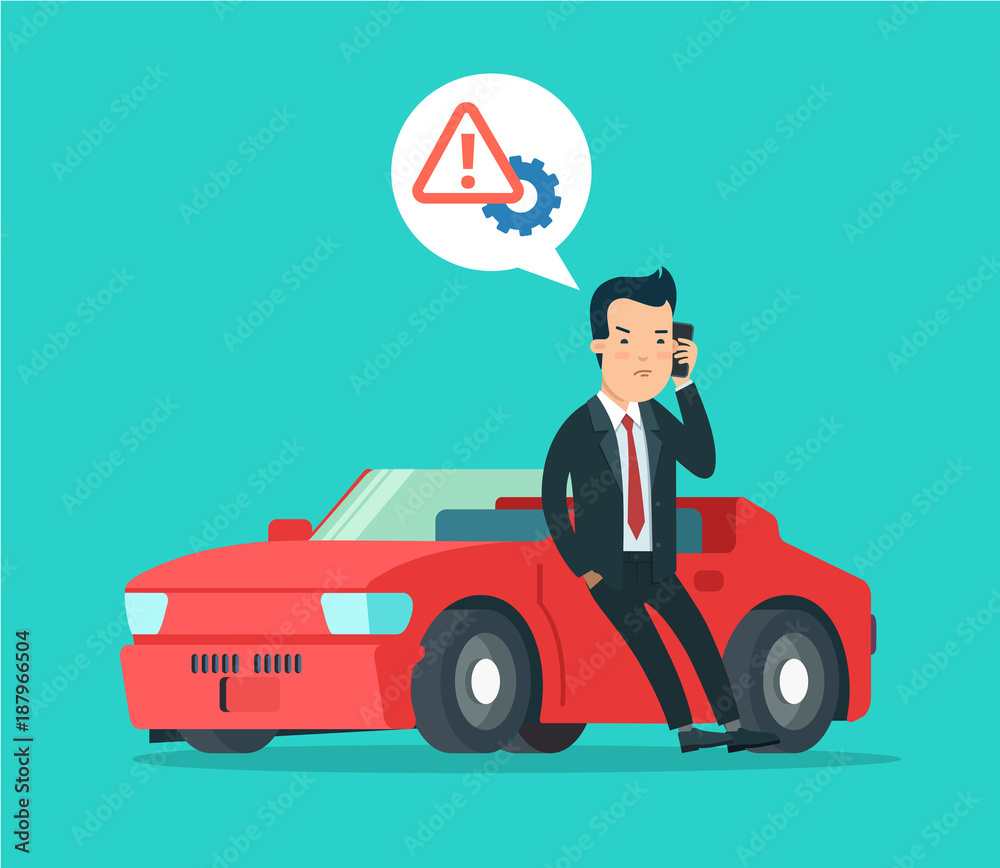 Car repair service concept flat icon sportcar. Man accident Car repair service concept flat icon sportcar. Man accident