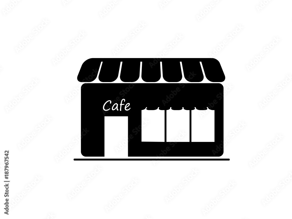 Cafe facade, restaurant building with showcase vector Illustration Cafe facade, restaurant building with showcase vector Illustration