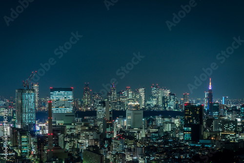 東京の夜景 渋谷、新宿と夜空１