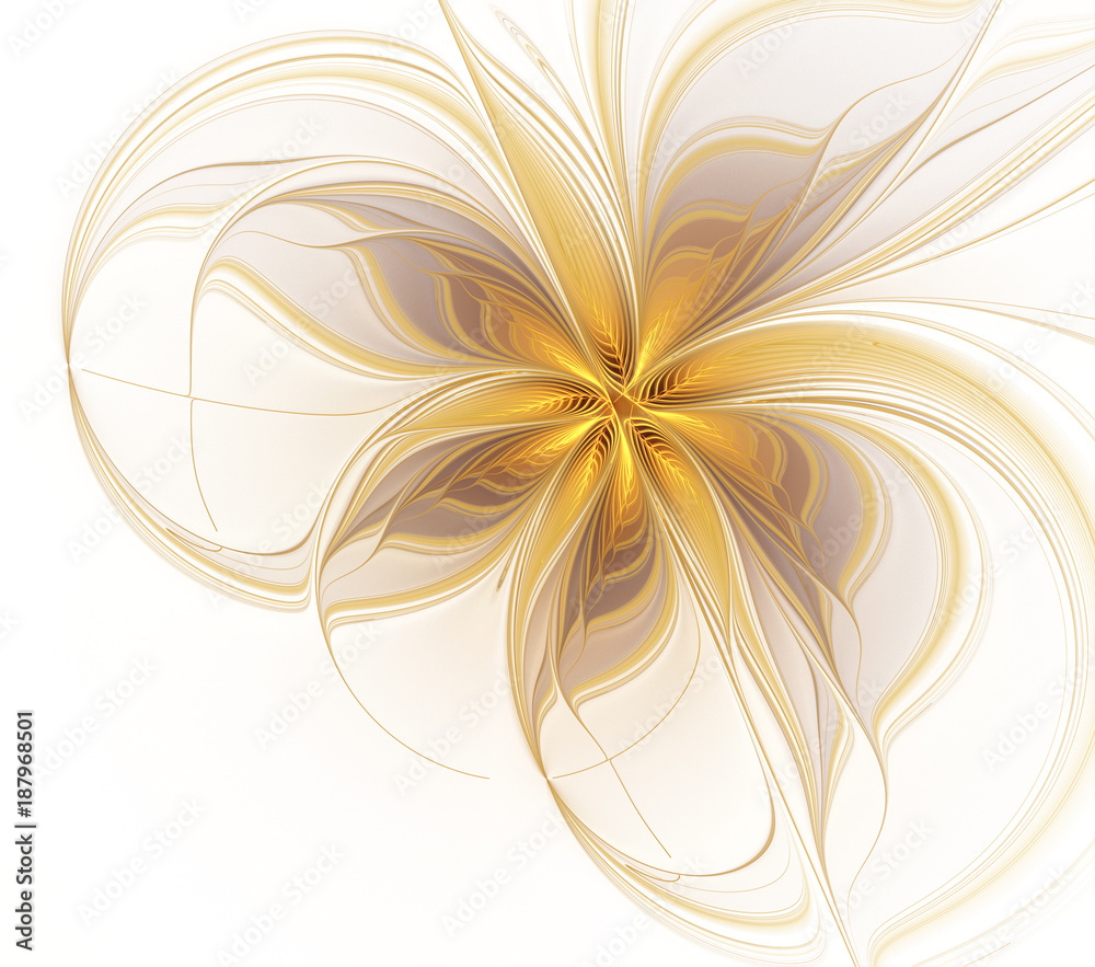 Fototapeta premium Abstract fractal golden flower on a white background