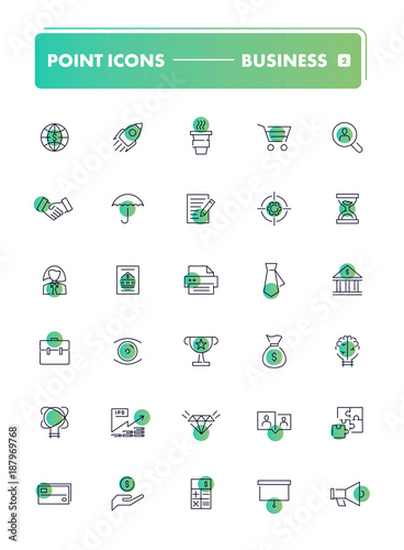 Set of 30 line icons. Business