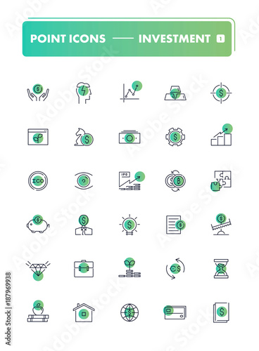 Set of 30 line icons. Investment  photo