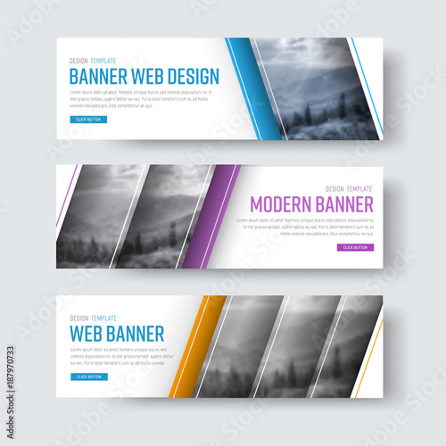 Design of white banners with diagonal stripes for a photo.