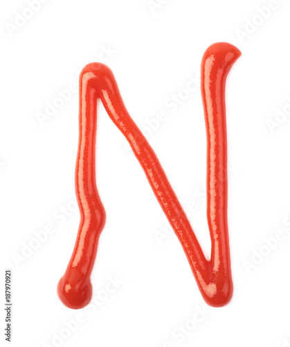 Single letter made of sauce isolated