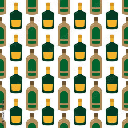 Seamless pattern with vector alcohol bottles for your design