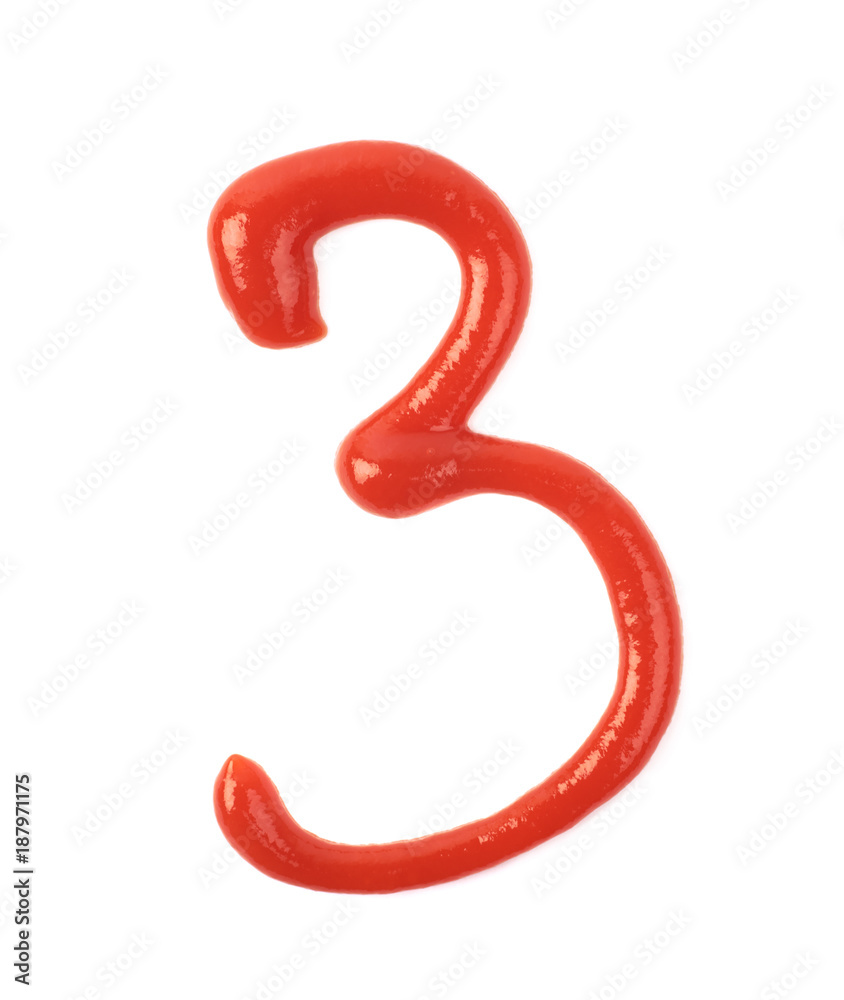 Single number made of sauce isolated