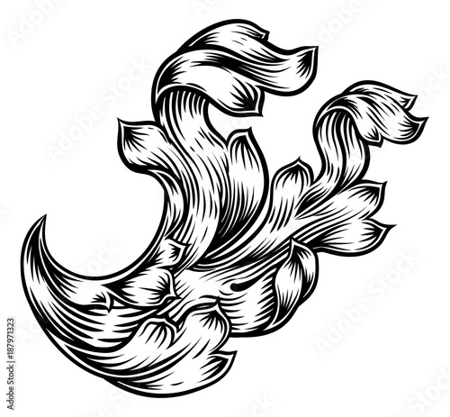 Scroll Floral Filigree Heraldry Design