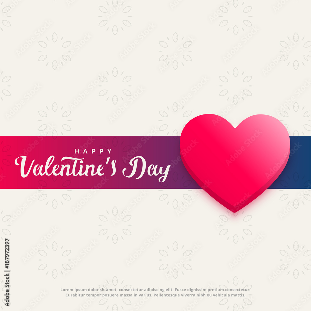 elegant happy valentine's day banner design with pink heart