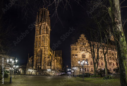 City Hall and St. Salvator Church in Duisburg photo