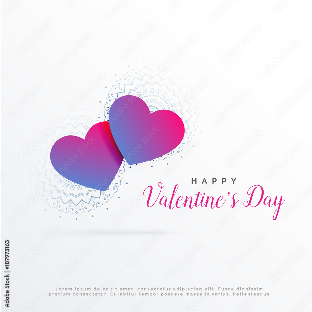 modern valentine's day greeting design with two hearts background