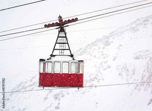 Old pendulum cableway for transport of people