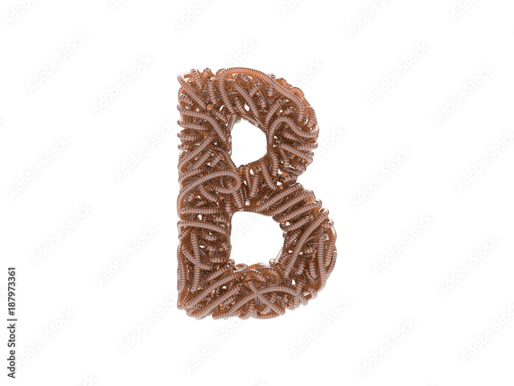 Abstract alphabet. Worms font. Letter B Abstract alphabet. Worms font. Letter B