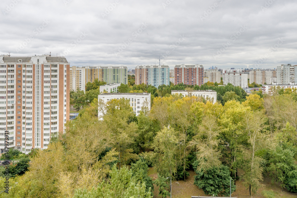 Modern residential high-rise houses in new districts of Moscow\