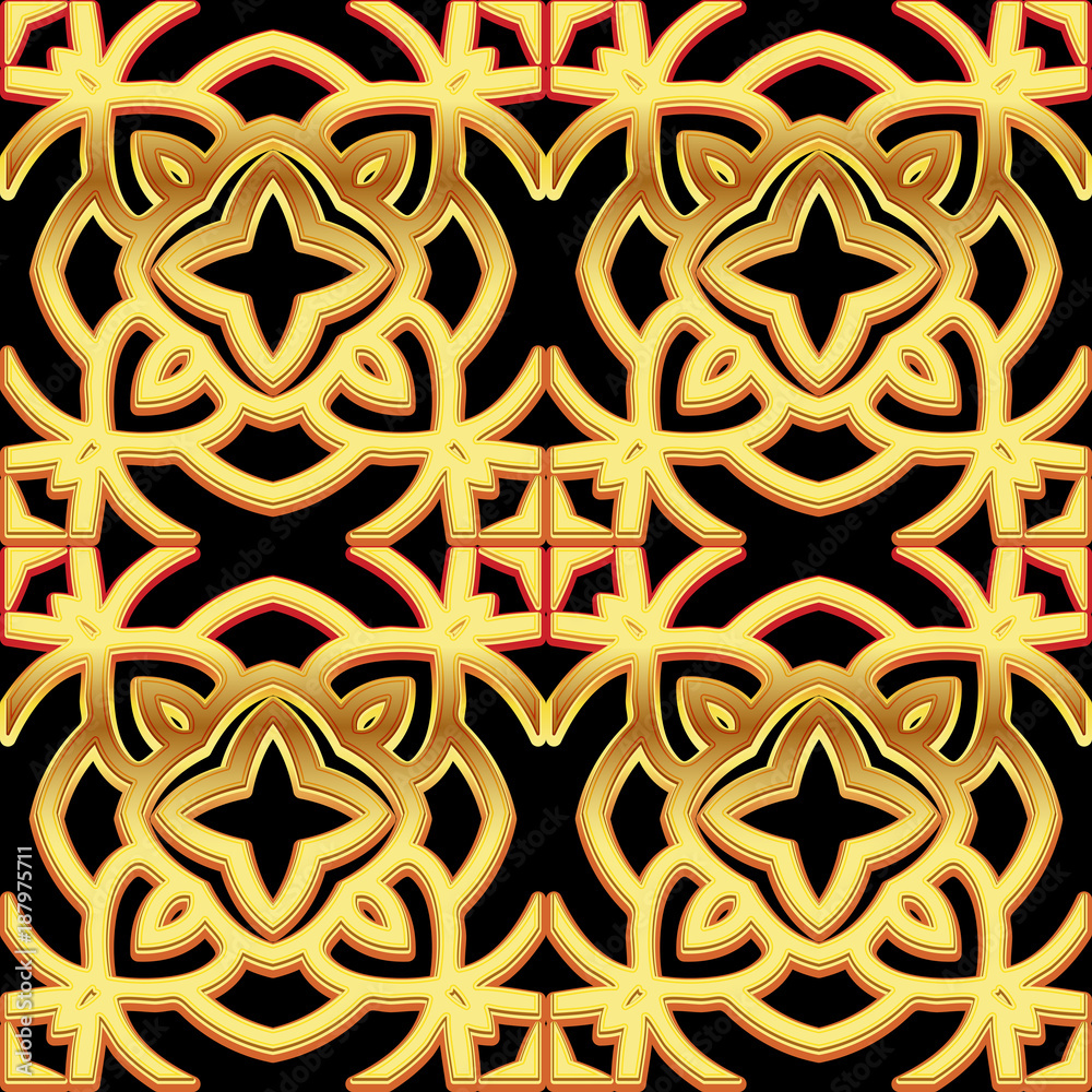 Golden pattern with arabic ornament. Texture for textile or fabric design. 