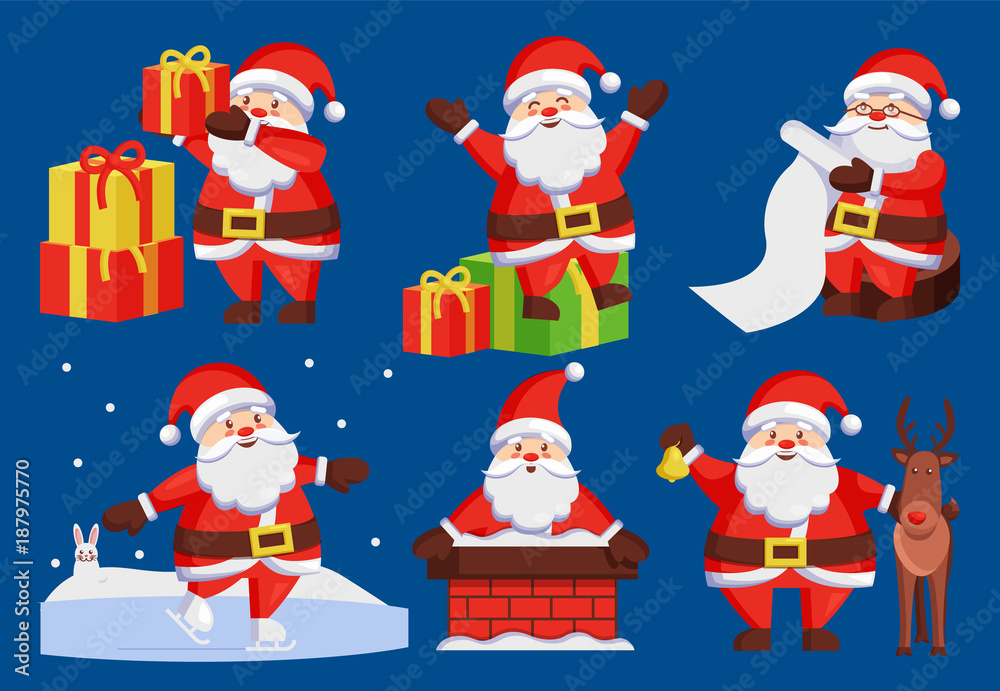 Santa Claus Set of Icons Vector Illustration Santa Claus Set of Icons Vector Illustration