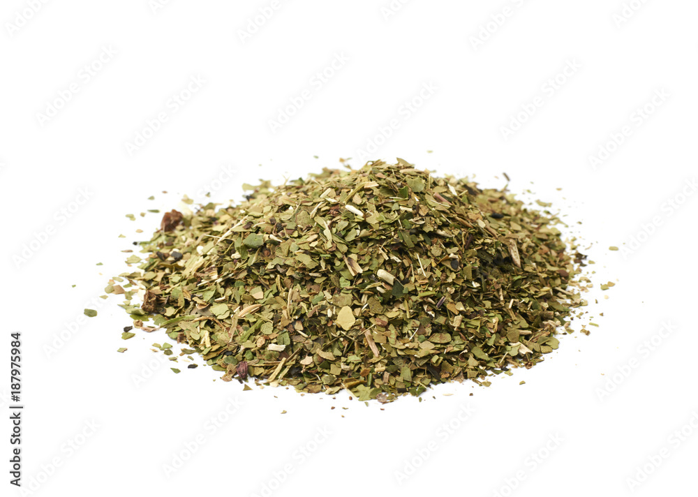 Pile of mate tea leaves isolated Pile of mate tea leaves isolated