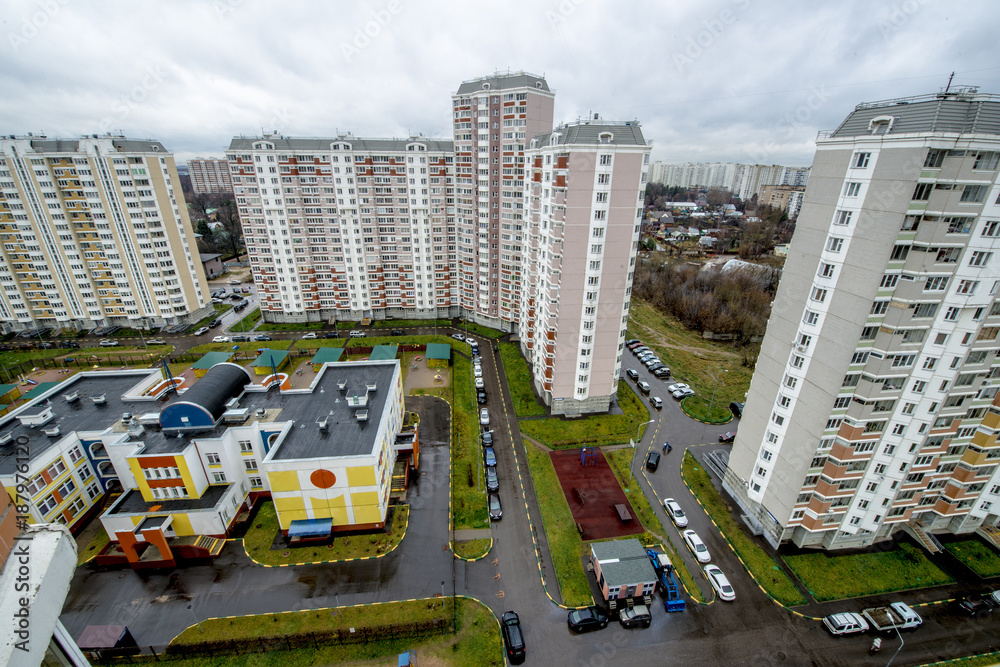Fototapeta premium Modern residential high-rise houses in new districts of Moscow\