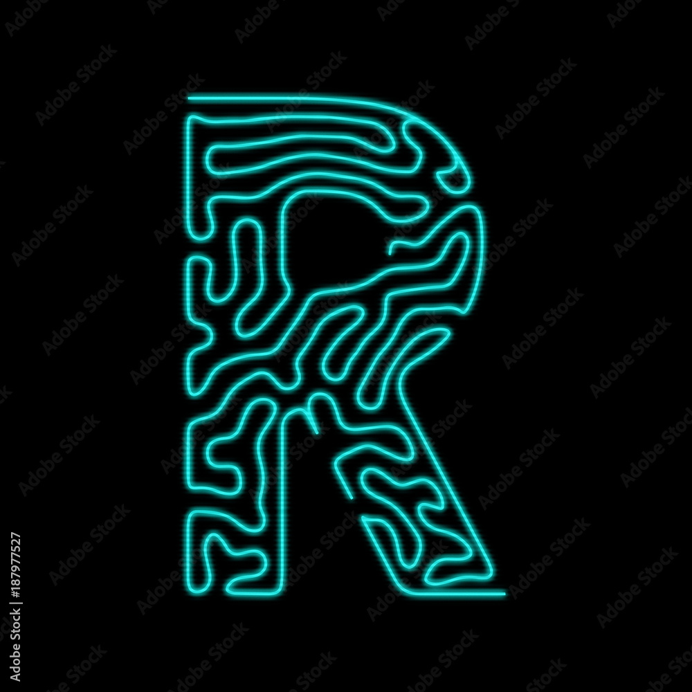 Sci-fi abstract alphbet.Cyberpunk. Tron font. Letter R Stock ...