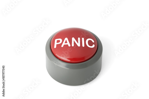 Red Circular Panic Button on a White Background