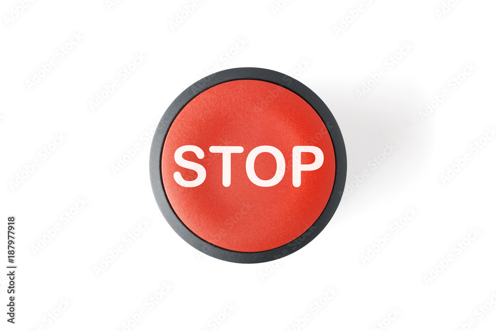 Cut Out of a Red Circular Stop Push Button Cut Out of a Red Circular Stop Push Button