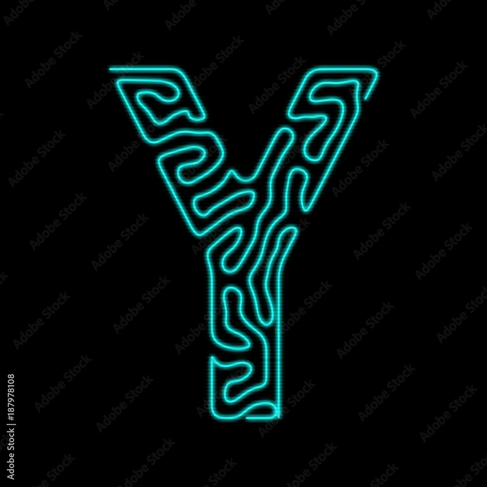 Obraz premium Sci-fi abstract alphbet.Cyberpunk. Tron font. Letter Y