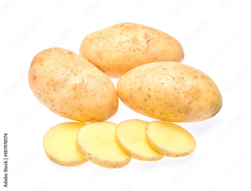 potatoes on white background