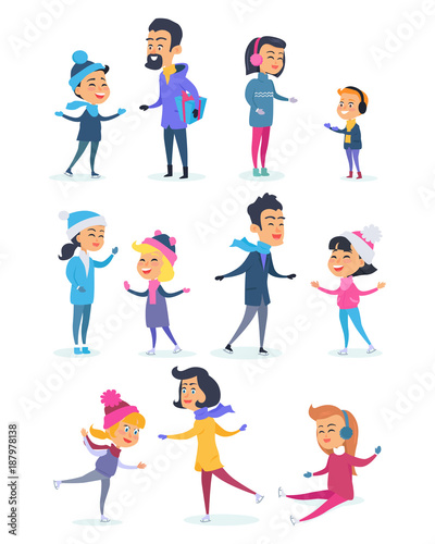 People of Different Ages Skating on Icerink.