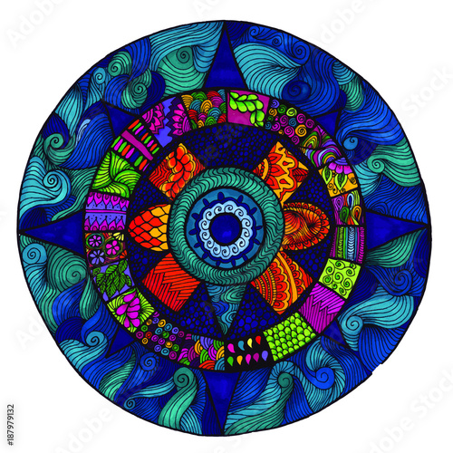 Mexican hand painted aztec calendar
