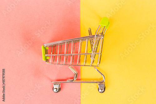 shopping basket on a colored background.