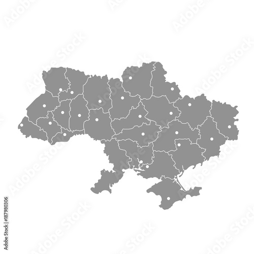 Map of Ukraine with Crimea peninsula, Donetsk and Lugansk