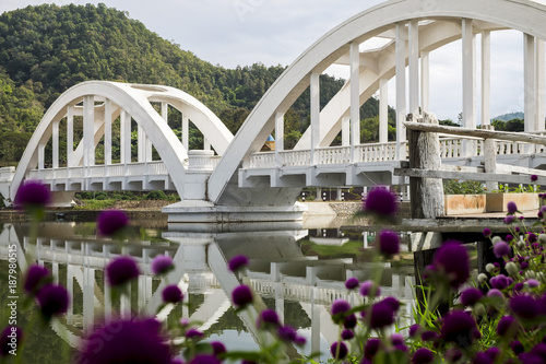 Lampang white bridge across Wang river © apichai507