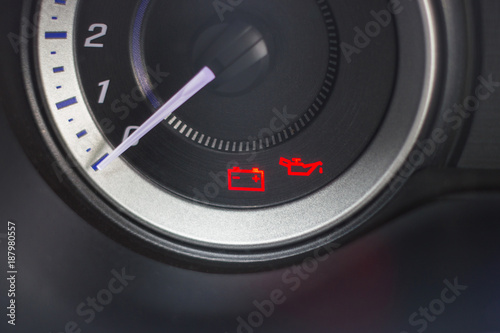 Screen symbols battery warning light in-car dashboard 