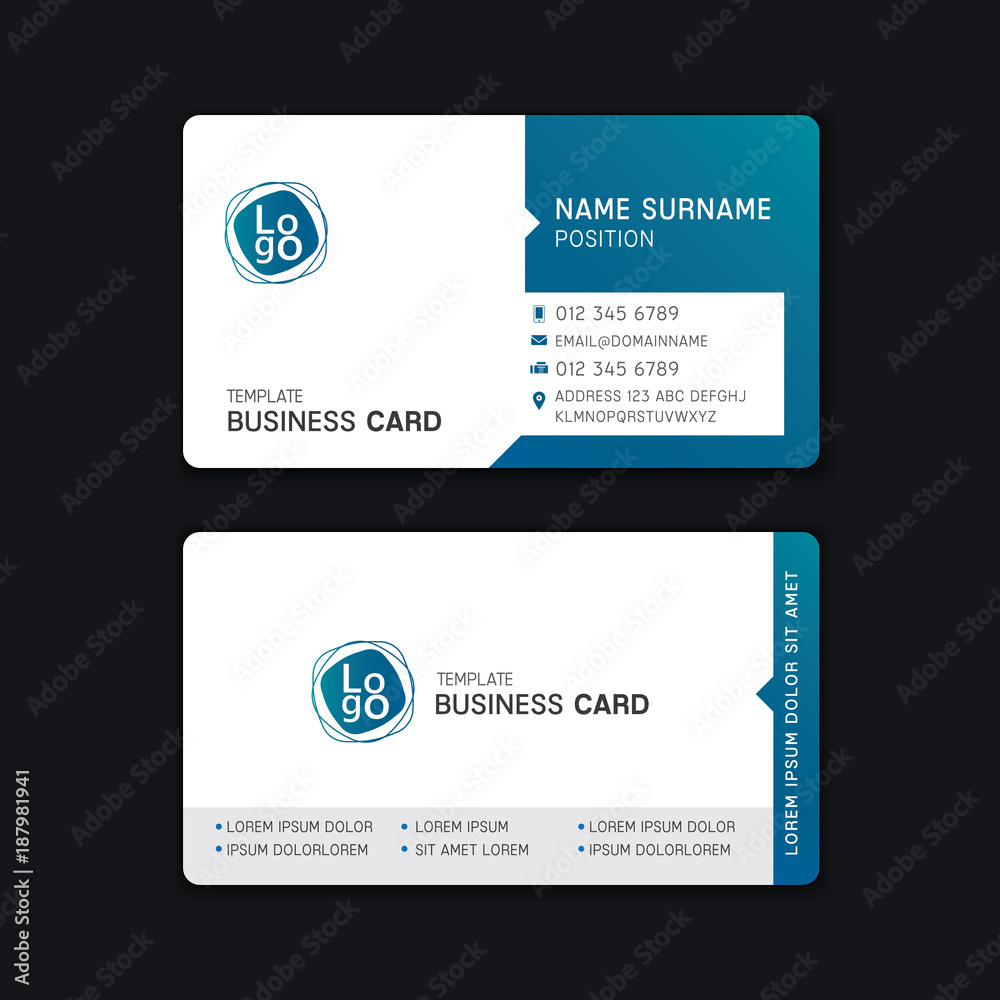 Obraz premium Business card template design blue tone.