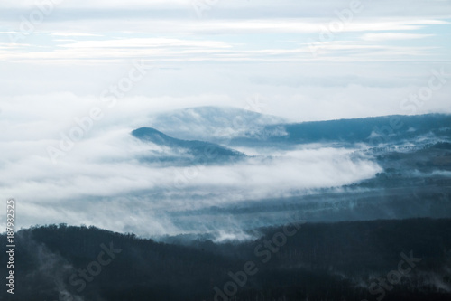 cloudy winter hills in north Hungary