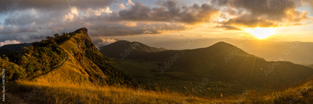 Beautiful landscape sunset at top of doi monjong in Chiang mai