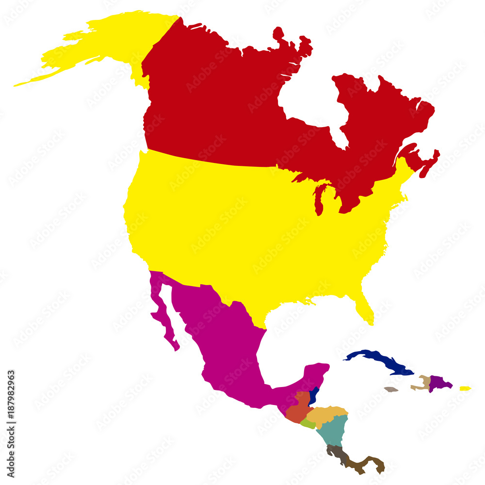 Obraz premium Political map of North America