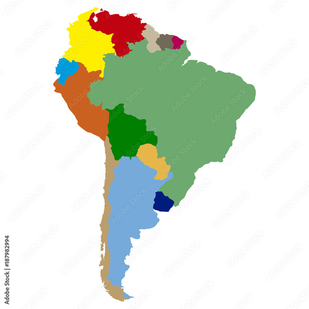 Political map of South America Political map of South America