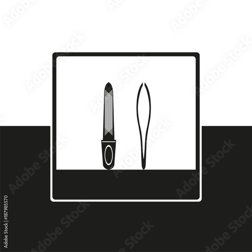 Manicure tools. Cosmetic items. Vector icon.