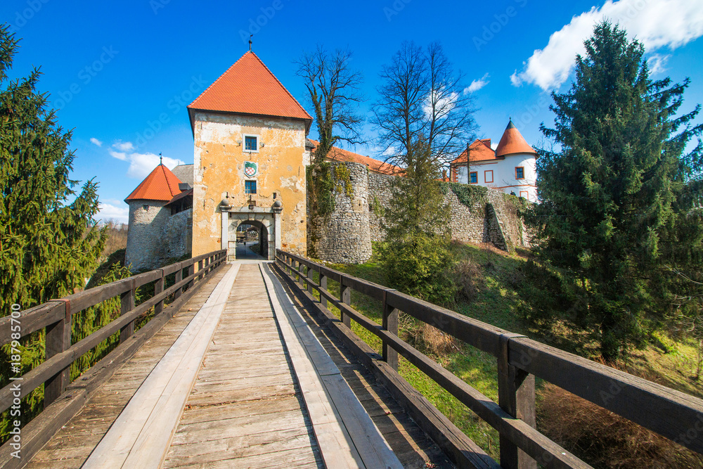     Entrance to Ozalj Castle in the town of Ozalj, Croatia, Europe 