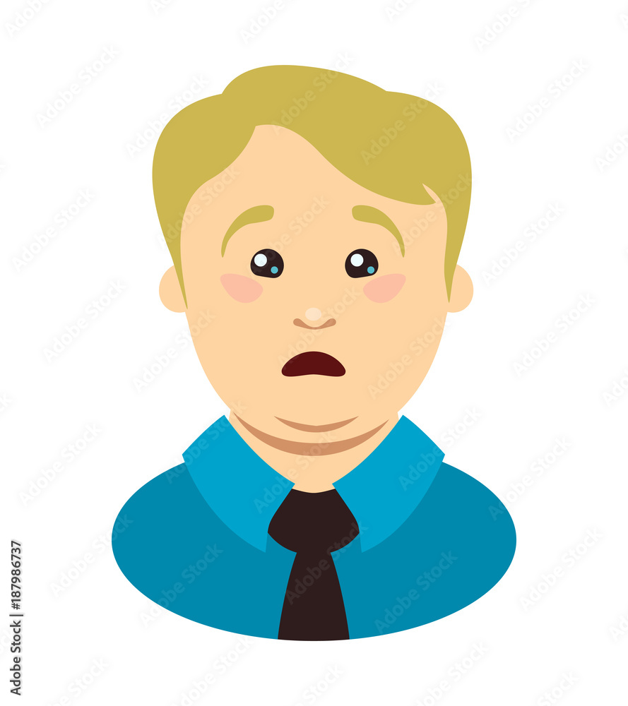 Shoked overweight young man. Vector illustration.