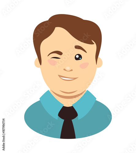 Overweight man winks. Vector illustration