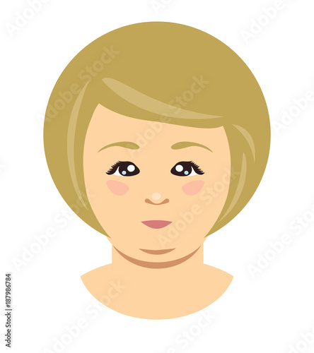 Blonde overweight woman face. Vector