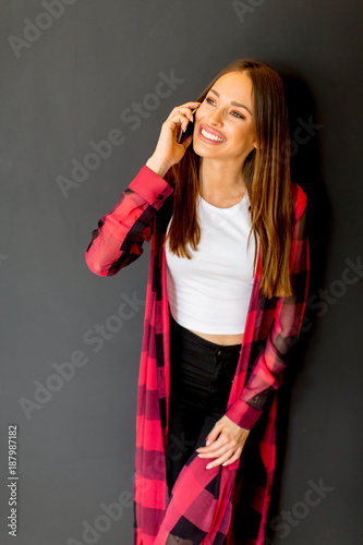 Pretty young woman with mob...