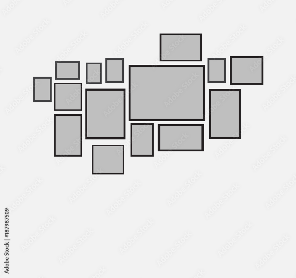 blank photo frame set on the wall. design for modern interior vector illustration blank photo frame set on the wall. design for modern interior vector illustration