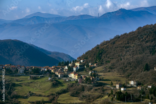 Crocefieschi village Antola Park mountain landscape in winter photo