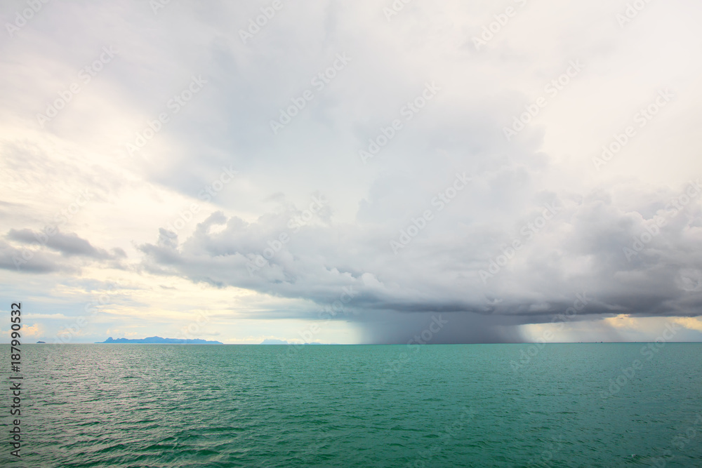 Fototapeta premium Rain storm over the sea