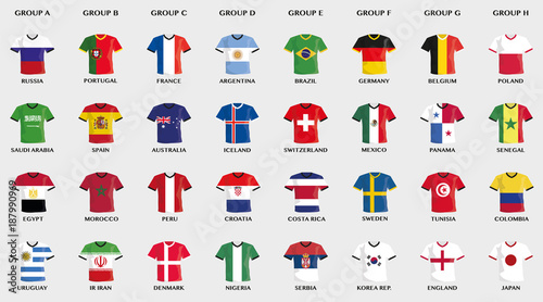Sammlung von Vektor Fußball Trikots in National-Flaggen Design