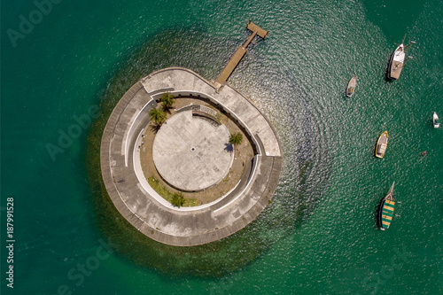 Aerial image of the fort sao marcelo, Salvador, Bahia, Brazil