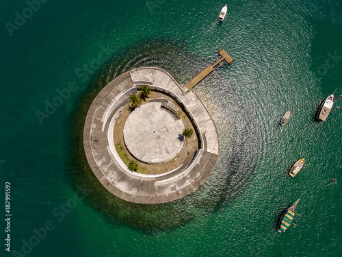 Aerial image of the fort sao marcelo, Salvador, Bahia, Brazil